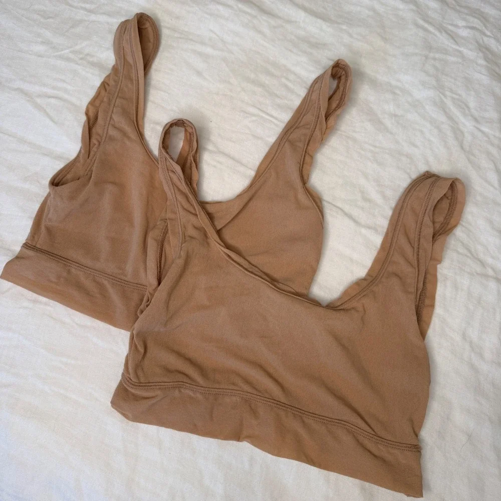 Skims Tan Mesh Bralette